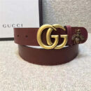 GUCCI 小蜜蜂 古奇2017新款 平纹头层牛皮 仿古金属小蜜蜂 枣红