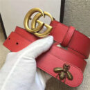GUCCI 小蜜蜂 古奇2017新款 平纹头层牛皮 仿古金属小蜜蜂 红色