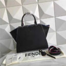FENDI 柔软小牛皮购物包 彩色毛边 软羊革衬里 黑色