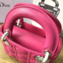 Dior迪奥 Lady Dior 经典迪奥戴妃包 三格 玫红色羊皮 Dior链条包 银扣