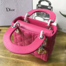 Dior迪奥 Lady Dior 经典迪奥戴妃包 三格 玫红色羊皮 Dior链条包 银扣