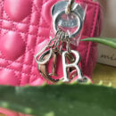 Dior迪奥 Lady Dior 经典迪奥戴妃包 三格 玫红色羊皮 Dior链条包 银扣