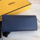 Fendi 芬迪 0252 小牛皮 大号长款皮夹 金属环 可拆卸链条肩带