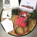 Dior迪奥 Lady Dior 经典迪奥戴妃包 三格 红色羊皮 Dior链条包 银扣