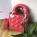 Dior迪奥 Lady Dior 经典迪奥戴妃包 三格 红色羊皮 Dior链条包 银扣