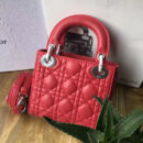 Dior迪奥 Lady Dior 经典迪奥戴妃包 三格 红色羊皮 Dior链条包 银扣