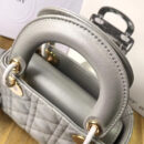 Dior迪奥 Lady Dior 经典迪奥戴妃包 Mini三格 灰色羊皮 Dior链条包 金扣
