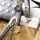 Dior迪奥 Lady Dior 经典迪奥戴妃包 Mini三格 灰色羊皮 Dior链条包 金扣