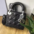 Dior迪奥 Lady Dior 经典迪奥戴妃包 Mini三格 黑色羊皮 Dior链条包 银扣