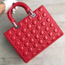 Dior迪奥 Lady Dior 经典戴妃包 七格大号 红色羊皮 银扣