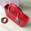 Dior迪奥 Lady Dior 经典戴妃包 七格大号 红色羊皮 银扣