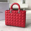Dior迪奥 Lady Dior 经典戴妃包 七格大号 红色羊皮 银扣