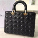 Dior迪奥 Lady Dior经典戴妃包 七格大号 黑色羊皮 金扣