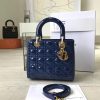 Dior迪奥 Lady Dior 经典戴妃包 五格小号 蓝色漆皮 金色五金