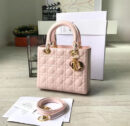 Dior迪奥 Lady Dior 经典戴妃包 五格小号 粉色漆皮 金色五金