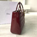 Dior迪奥 Lady Dior经典戴妃包 七格大号 酒红色漆皮 金扣
