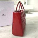 Dior迪奥 Lady Dior经典戴妃包 七格大号 红色漆皮 银扣