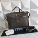 FENDI 芬迪 2522 灰色小牛皮 不对称提手 方形肩背包