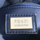 2590 FENDI 芬迪 拼色软羊革 手提包 蓝色内袋 金属配件 米色