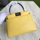 2590 FENDI 芬迪 拼色软羊革 手提包 金属配件 黄色