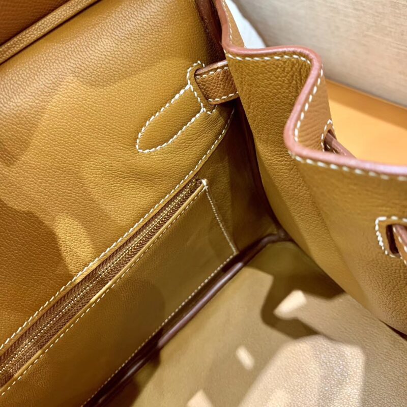 爱马仕 Birkin 铂金包 金棕色 掌纹牛皮 金扣 30cm 高订版本 - Image 8