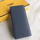 FENDI 芬迪 罗马皮革SELLERIA长款 小怪兽牛皮长款二折钱包 灰黑
