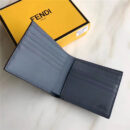 FENDI 芬迪 罗马皮革SELLERIA长款 小怪兽牛皮短款二折钱包 灰黑色