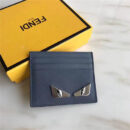 FENDI 芬迪 小怪兽金属眼睛 2JOURS 罗马牛皮卡片夹 灰黑色
