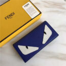 FENDI 芬迪 丝印拼色精美小牛皮长款皮夹 蓝色