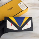 FENDI 芬迪 丝印拼色精美小牛皮长款皮夹 黑板色