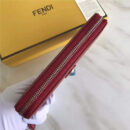 FENDI 芬迪 小牛皮CRAYONS 2017新款 装饰双色皮革花朵长款钱包 酒红色
