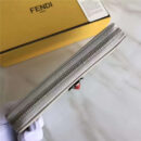 FENDI 芬迪 小牛皮CRAYONS 2017新款 装饰双色皮革花朵长款钱包 粉灰色