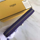 FENDI 芬迪 小牛皮CRAYONS 2017新款 装饰双色皮革花朵长款钱包 紫蓝色
