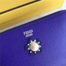 FENDI 芬迪 小牛皮CRAYONS 2017新款 装饰双色皮革花朵长款钱包 紫蓝色