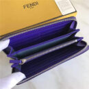 FENDI 芬迪 小牛皮CRAYONS 2017新款 装饰双色皮革花朵长款钱包 紫蓝色