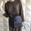 FENDI 2017新品 女士小牛皮铆钉包 双肩包 藏蓝色