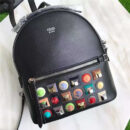 FENDI 2017新品 柔软南非小牛皮 彩色铆钉包 芬迪双肩包 黑色