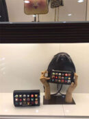 FENDI 芬迪 小牛皮彩色铆钉包 链条包 黑色