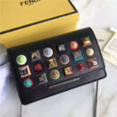 FENDI 芬迪 小牛皮彩色铆钉包 链条包 黑色