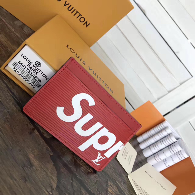 M61733 LV Supreme 联名系列限量版卡套 LV卡包 卡夹 红色