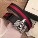 Gucci 古奇新款 头层牛皮腰带 情侣款 精钢狼头扣