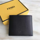 FENDI 芬迪 2017新款 face浮雕同色贴花 小牛皮折叠皮夹 黑色