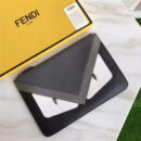 FENDI 芬迪 2017春夏新款 灰色光滑皮革小怪兽 小牛皮手拿包 石墨黑拼灰色