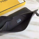 FENDI 芬迪 2017春夏新款 灰色光滑皮革小怪兽 小牛皮手拿包 石墨黑拼灰色