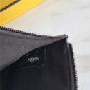 FENDI 芬迪 2017春夏新款 灰色光滑皮革小怪兽 小牛皮手拿包 石墨黑拼灰色
