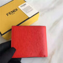 FENDI 芬迪 小怪兽眼睛额头闪电白叻钉 十字纹罗马SELLERIA横式皮夹 红色