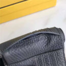 FENDI 芬迪 荔枝纹白叻钉 罗马SELLERIA横式皮夹 黑灰色