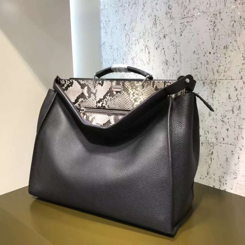 FENDI 芬迪女包 皮革 罗马手提单肩包手提包 黑色 - Image 6