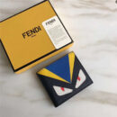 FENDI 芬迪 罗马SELLERIA 丝印拼色小牛皮短款横式皮夹 黑色