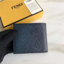 FENDI 芬迪 罗马SELLERIA 丝印拼色小牛皮短款横式皮夹 黑色